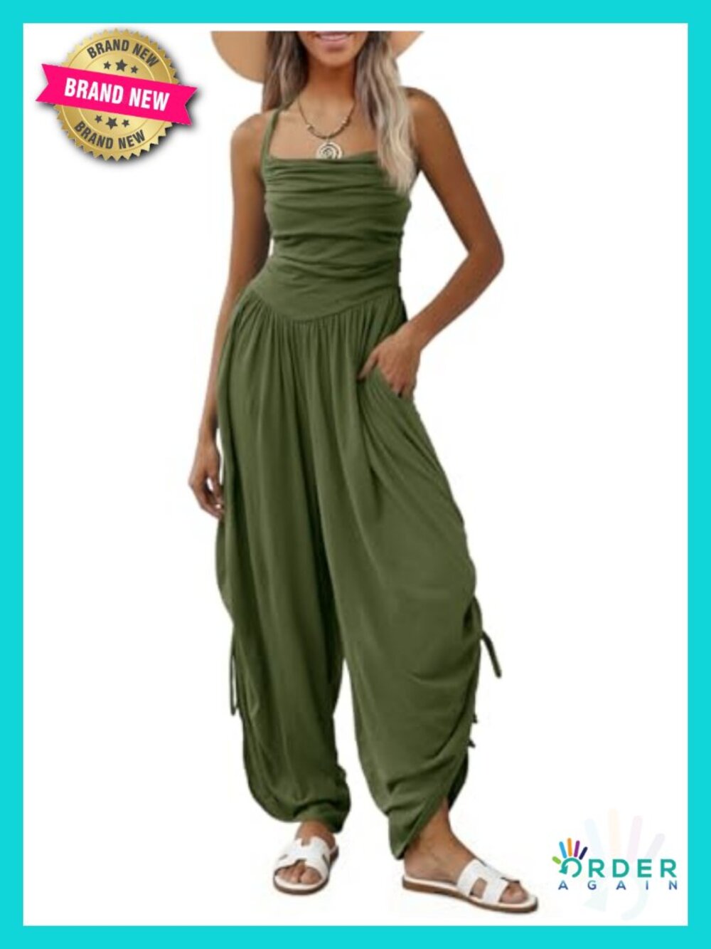 Halter Neck Ruched Barrel Leg Wide Leg Jumpsuit Sleeveless Summer Romper